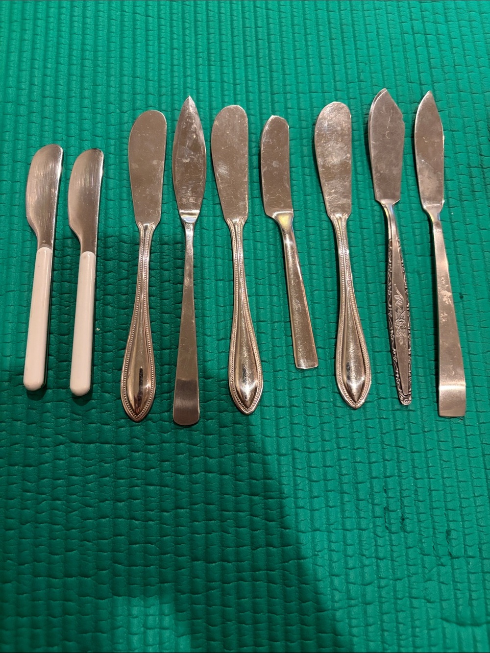Vintage Silver Butter Spreaders - Assorted Stainless Set of 9